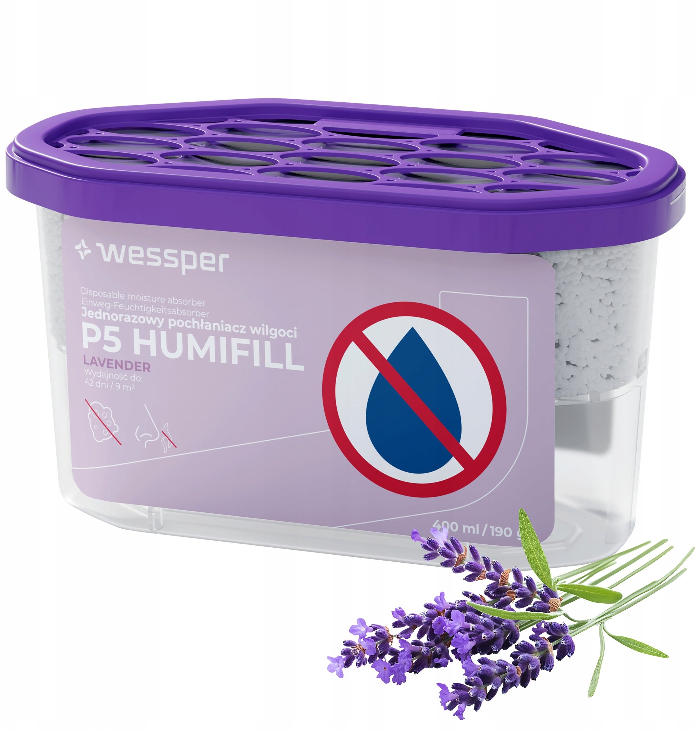 Wessper P5 HUMIFILL Jednorazowy pochłaniacz wilgoci 400ml Lavender