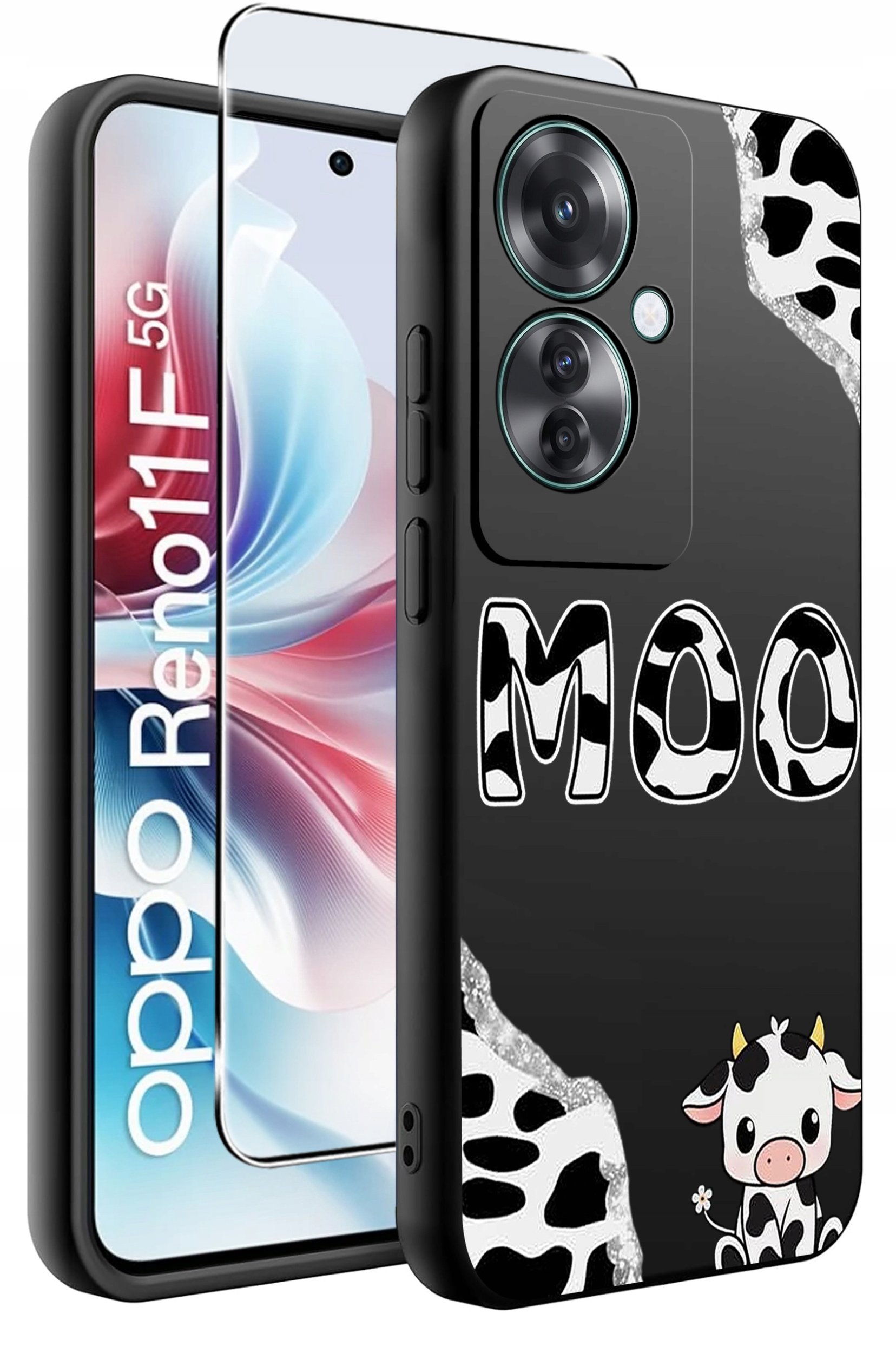 ETUI do Oppo Reno11 F 5G WZORY | SILIKONOWE MATT CASE + SZKŁO HARTOWANE 9H
