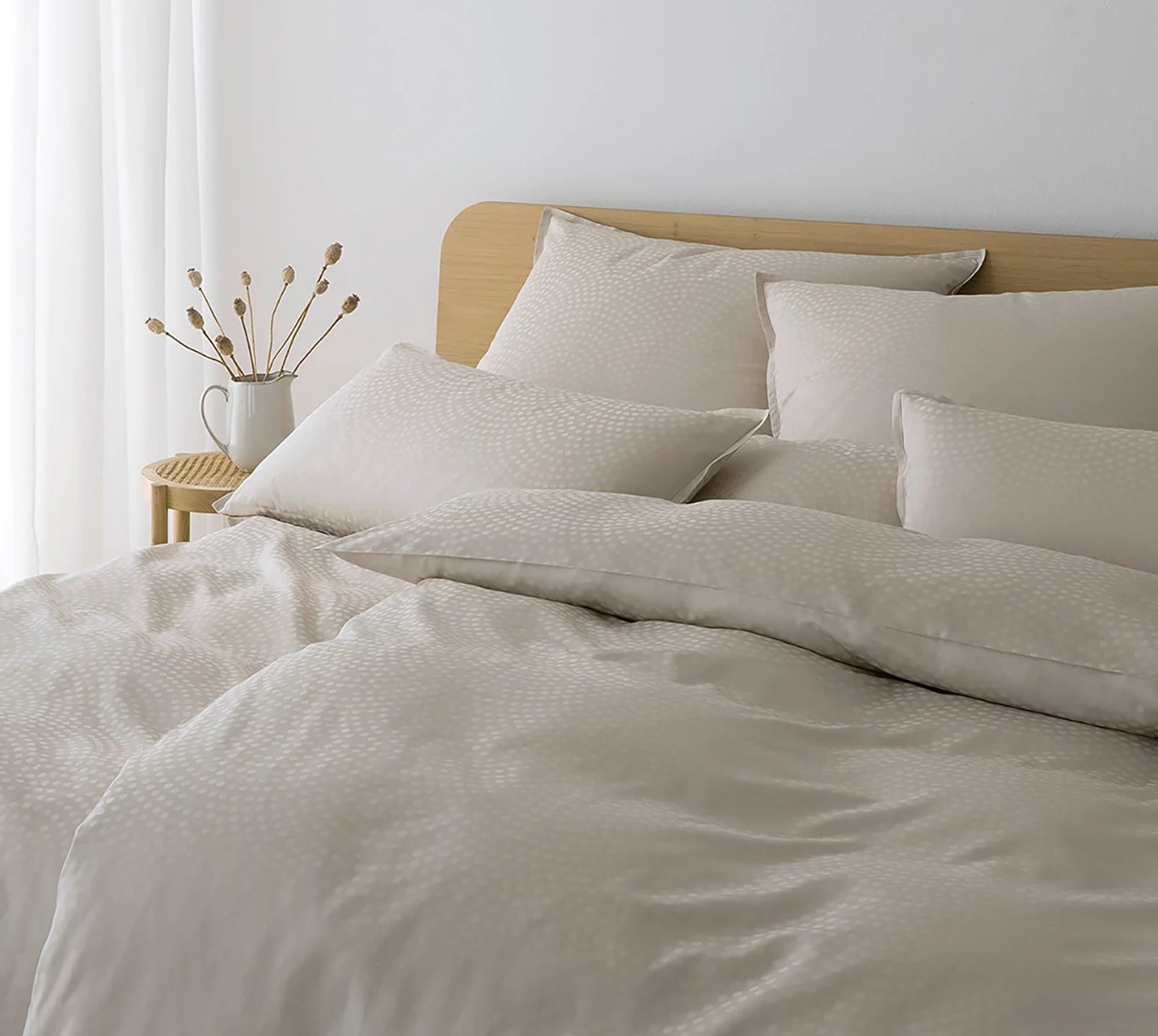 Activeshop Pościel satynowa jacquard 155x200 cm Air 2364/7 kremowa