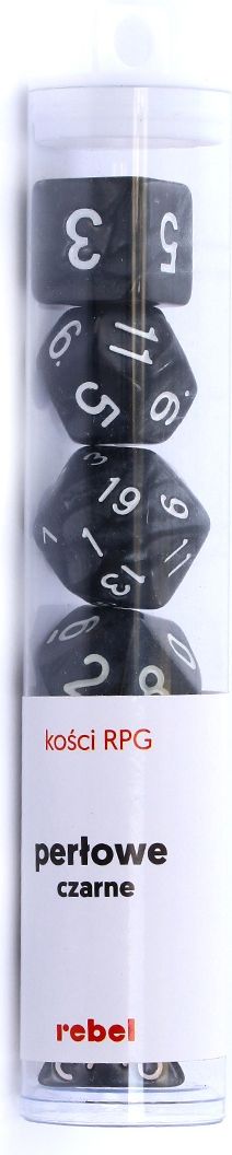 Rebel Komplet kości RPG Perłowe - Czarne