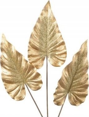 Kaemingk Liść brokatowy złoty ozdobny 76 cm