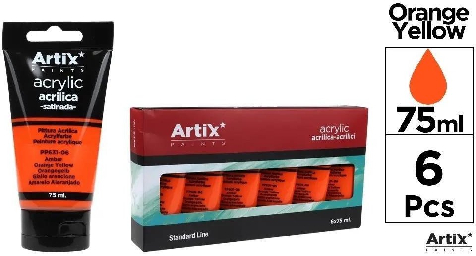 Farba akrylowa bursztynowo-żółta 75ml (6szt)