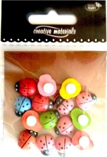 Biedronki drewniane kolorowe 12x15mm 15szt