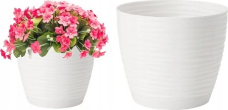 Form-Plastic Doniczka z podstawką ozdobna biała 10,7x10cm plastikowa
