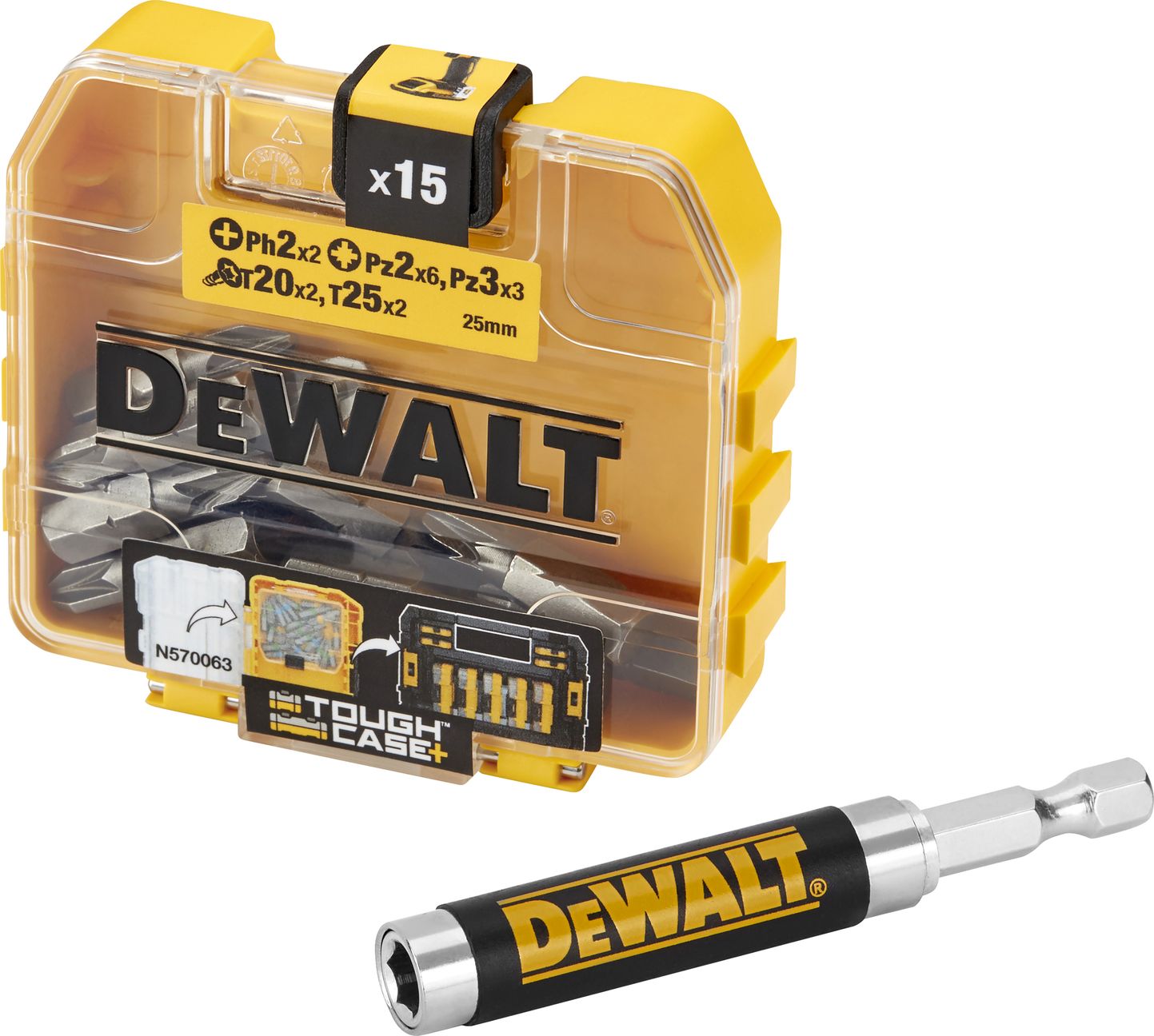 Dewalt Zestaw bitów 15szt. + mocowanie magnetyczne (DT71511)