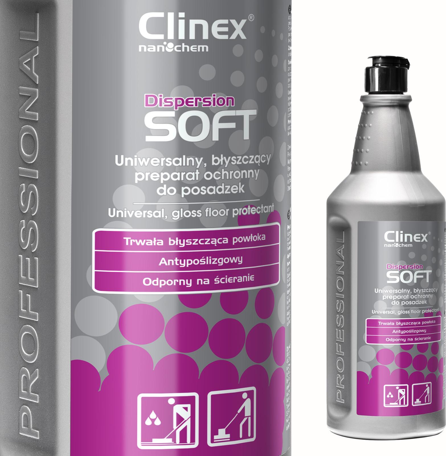 Clinex Preparat nabłyszczający do posadzek winyl płytki lastriko beton PCV CLINEX Dispersion SOFT 1L Preparat nabłyszczający do posadzek winyl płytki