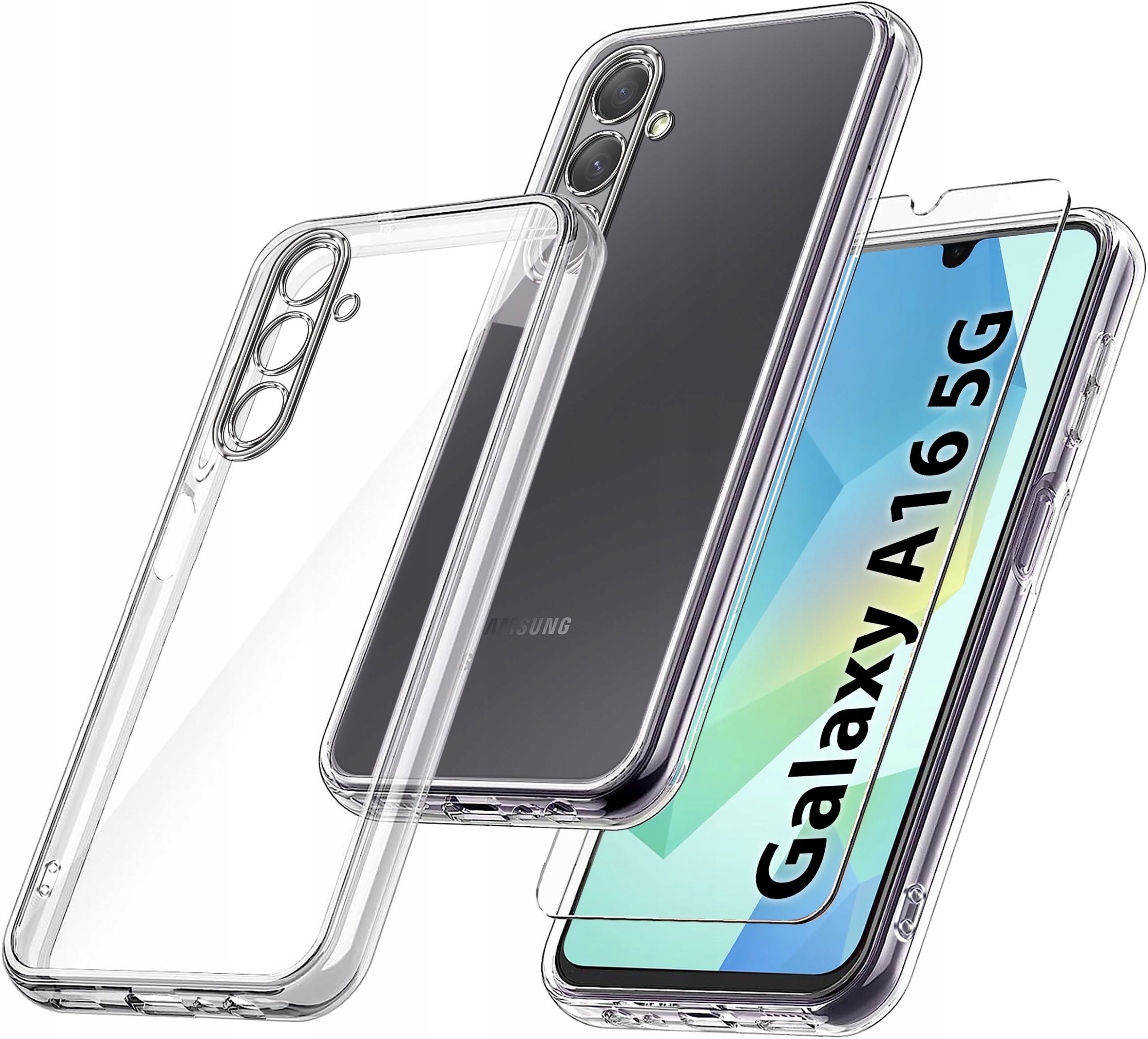 Etui do Samsung Galaxy A16 5G WZMACNIANE 360 CLEAR + Szkło 9H