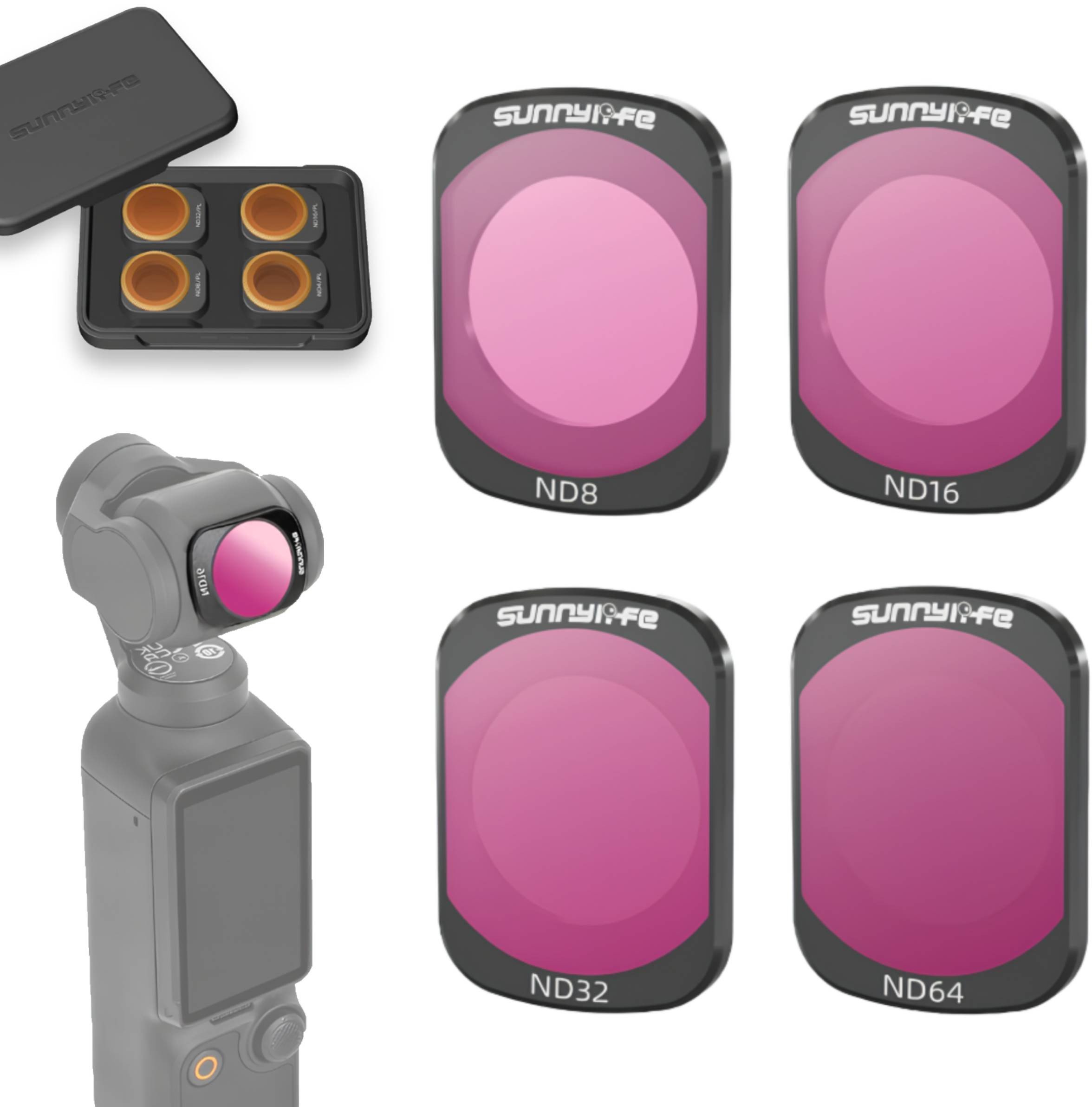 ZESTAW 4 FILTRÓW DO DJI OSMO POCKET 3 - ND8 / ND16 / ND32 / ND64 + ETUI