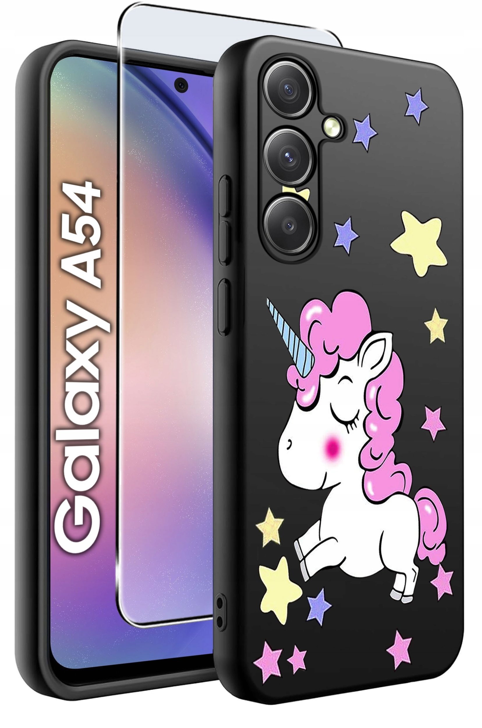 ETUI do Samsung A54 5G WZORY | SILIKONOWE MATT CASE + SZKŁO 9H