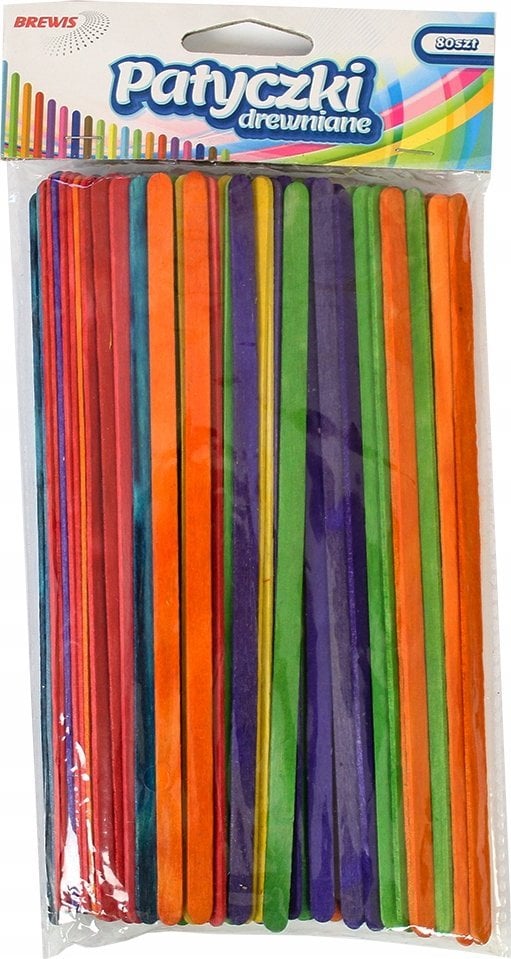 BREWIS Patyczki kreatywne kolorowe 17,8cm 80szt
