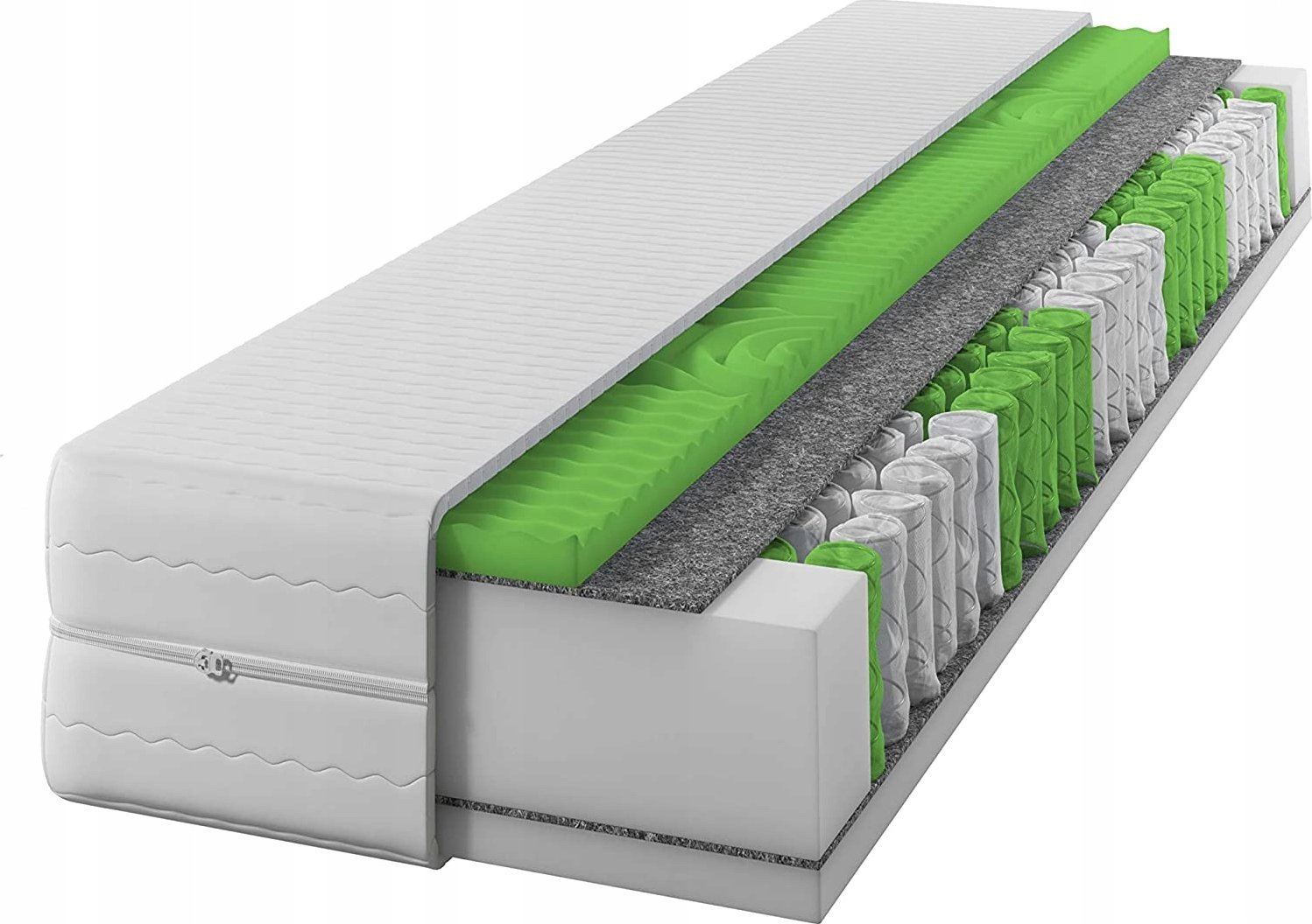 Materac sprężynowy GOLD 150x190 |Pianka masująca | Dwustronny H3| 7 stref | Rdzeń ze sprężyn kieszeniowych | Pokrowiec pikowany