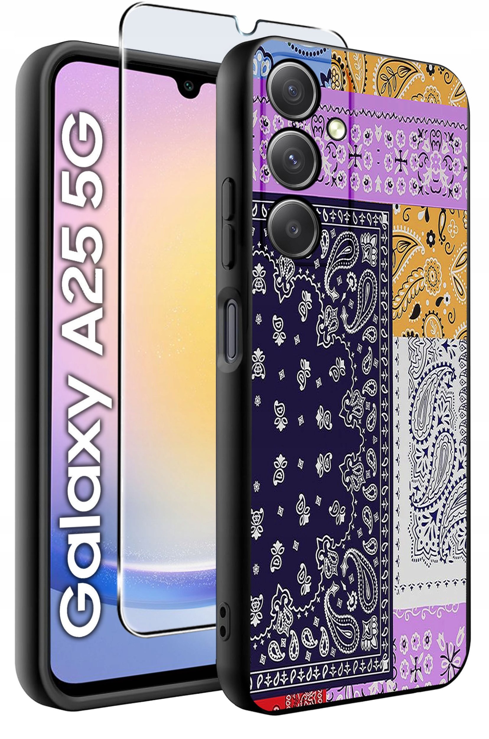 ETUI do Samsung A25 5G WZORY | SILIKONOWE MATT CASE + SZKŁO HARTOWANE 9H