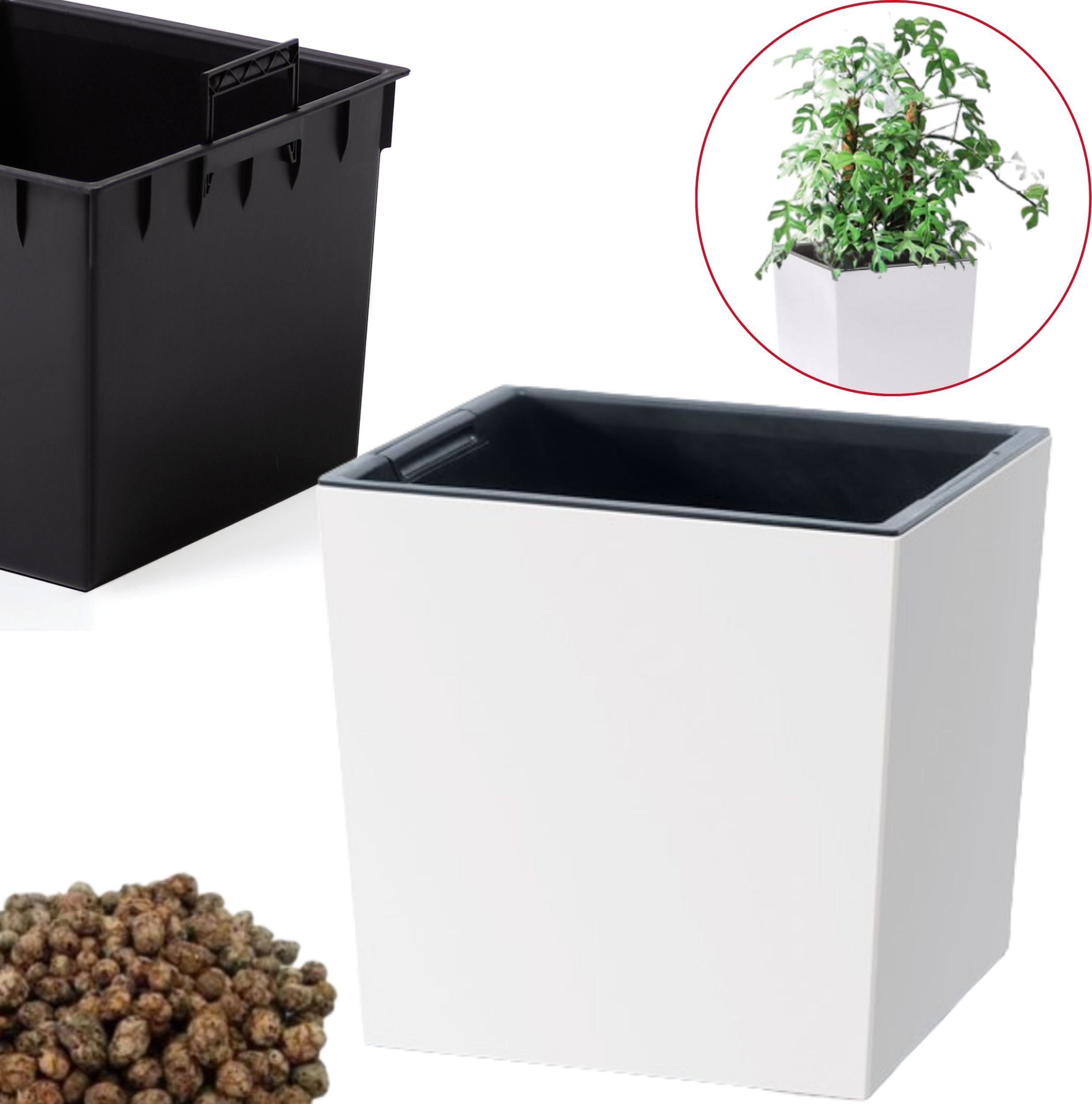 Prosperplast Doniczka kwadratowa niska DURS240L Donica + wkład + keramzyt 1l