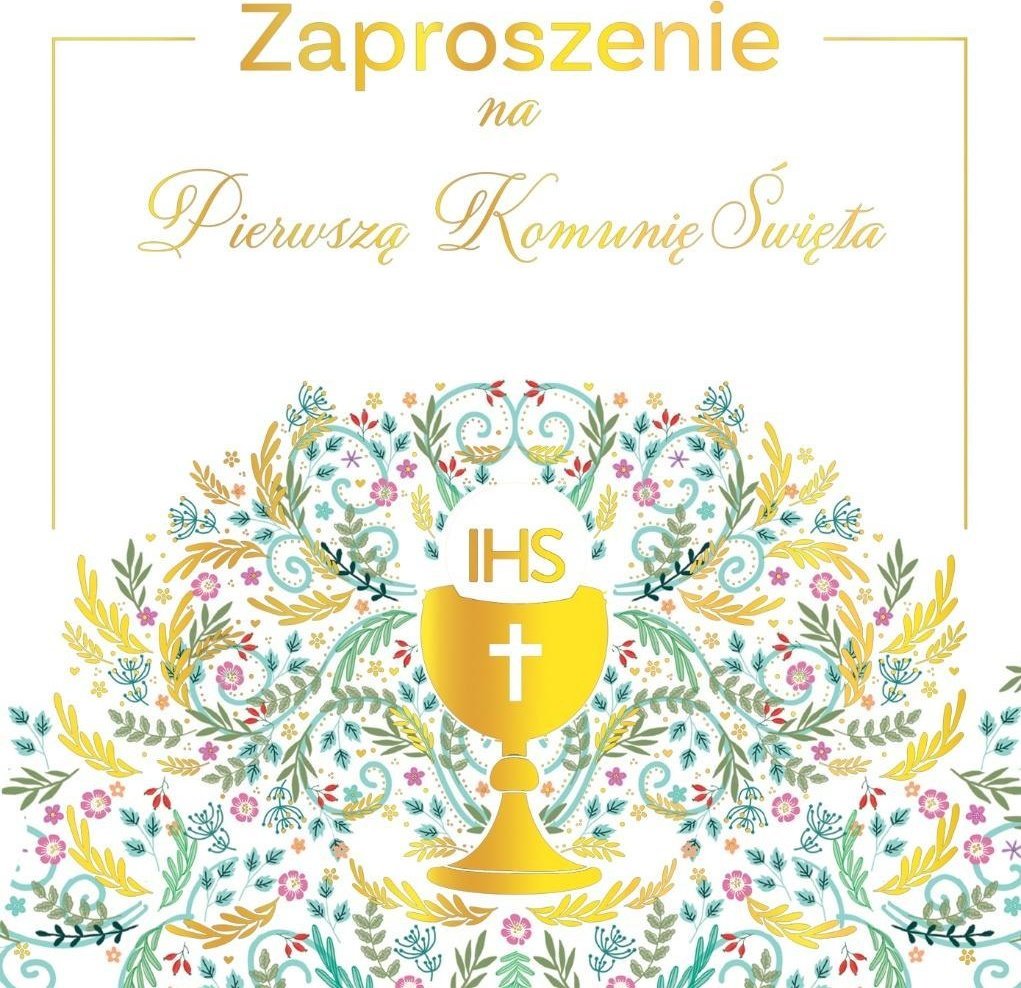 Zaproszenie - Komunia pattern IHS (5szt)