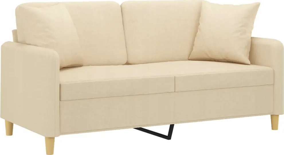 vidaXL 2-osobowa sofa z poduszkami, kremowa, 140 cm, tkanina