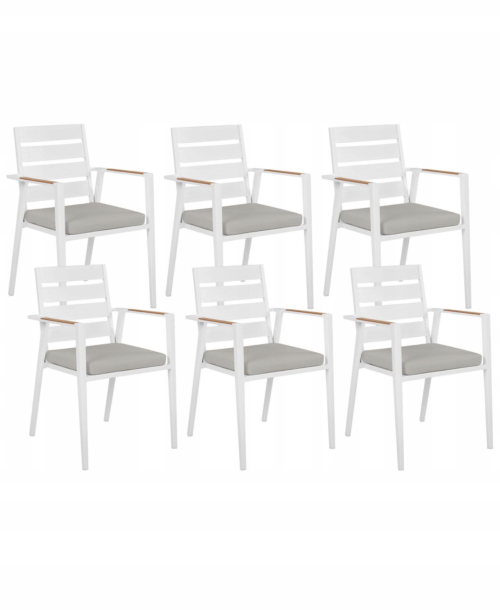 Zestaw 6 krzeseł ogrodowych z poduszkami TAVIANO Metal Szary