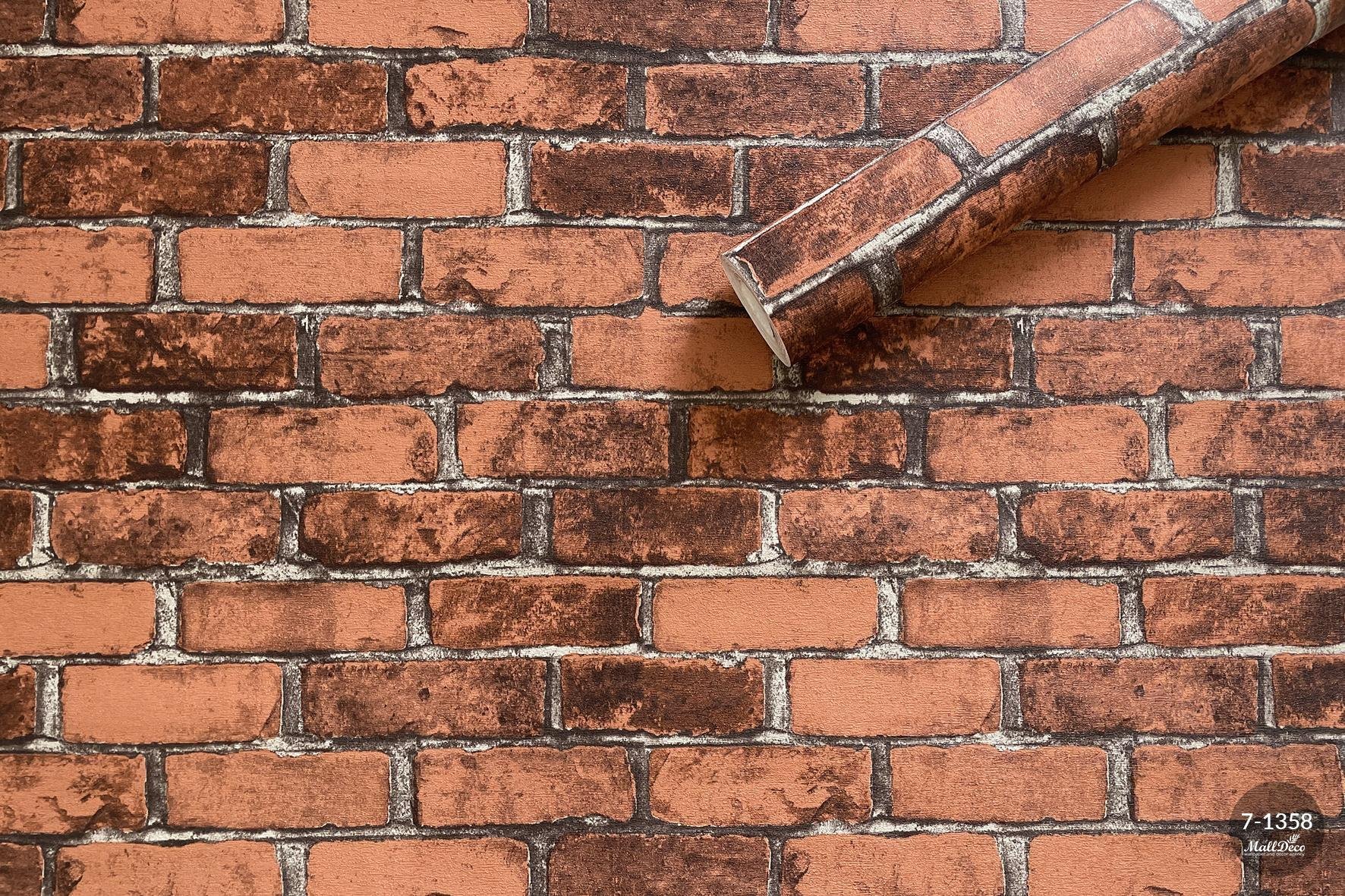 MallDeco TAPETA WINYLOWA TERAKOTA CEGŁA ART.