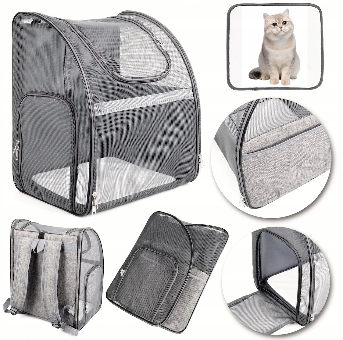 PLECAK TRANSPORTER TORBA DLA KOTA PSA Z SIATKI W PEŁNI WENTYLOWANY SKŁADANY