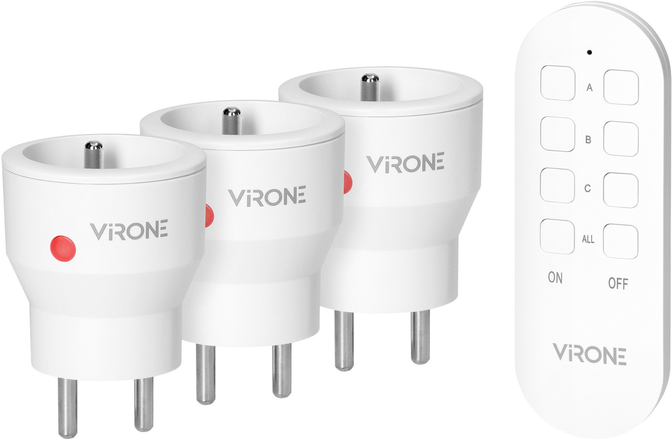 Orno Zestaw bezprzewodowych gniazd MINI Schuko sterowanych pilotem 3+1 2300W
