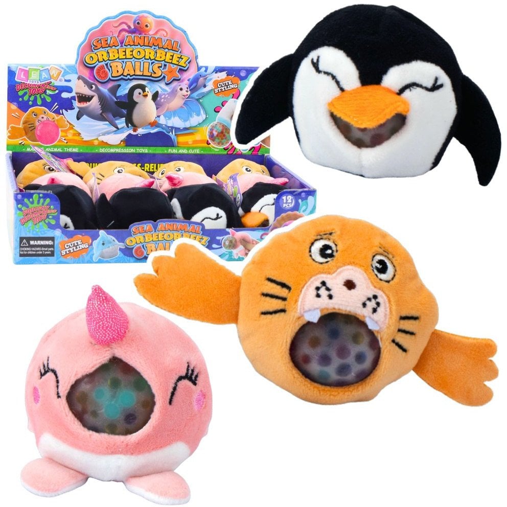 Pluszak Do Ściskania Ugniatania Gniotek z Kulkami Wodnymi Pingwin Morświn 6 cm EDUKAMP