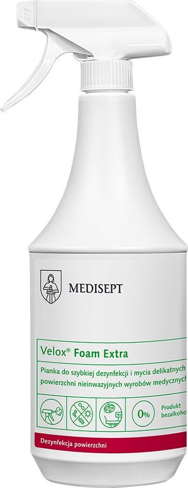 Medisept MEDISEPT Velox Foam Extra 1l ze spryskiwaczem DUO pianka do mycia i dezynfekcji delikatnych powierzchni sprzętu