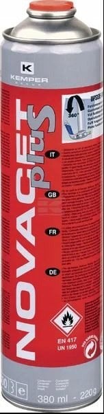 Propane/butane/propylene gas canister KEMPER Novacet, 2200 degC, 380 ml/220 g