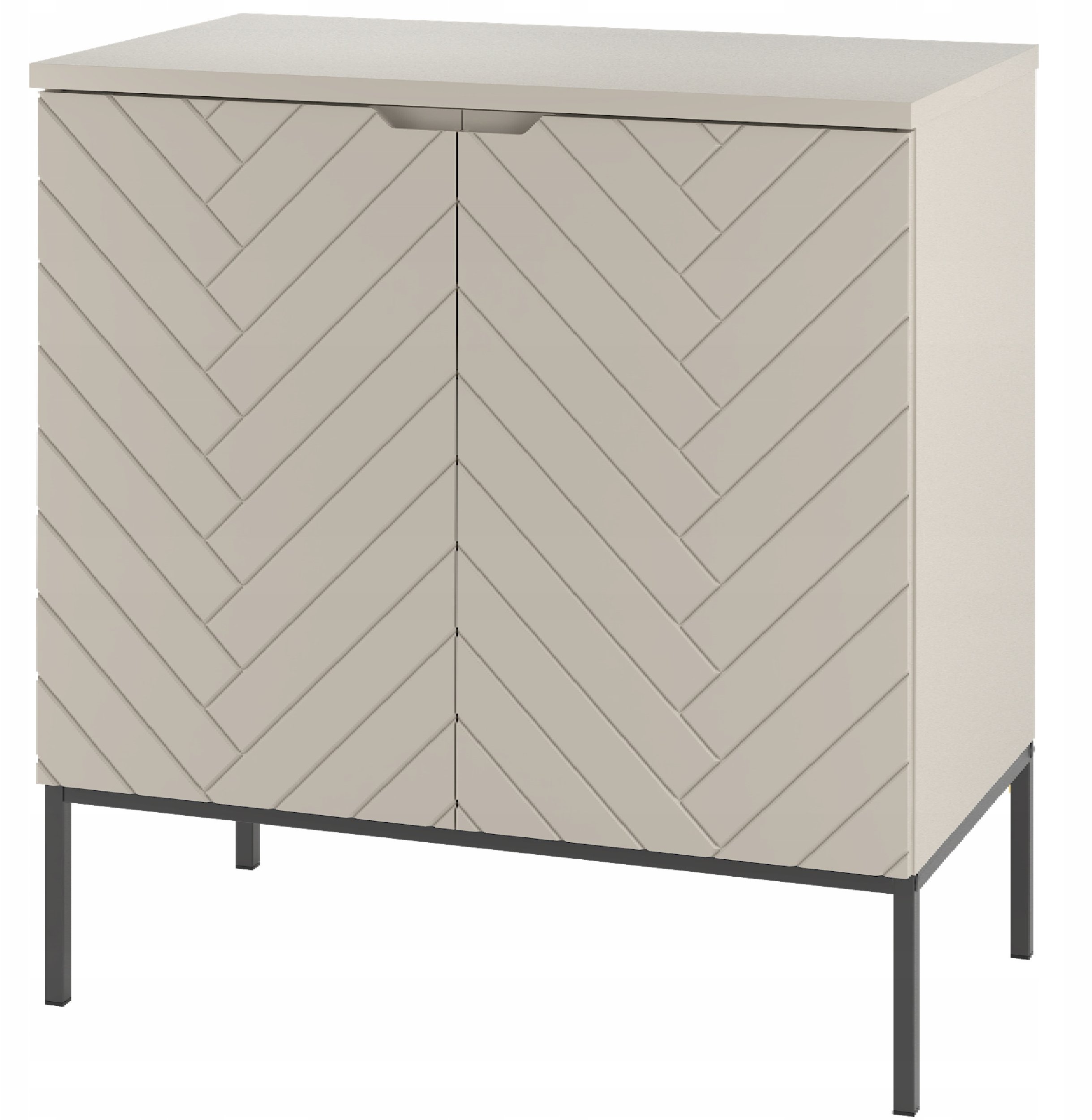 Kaszmirowa ryflowana szafka z blatem 80 cm ASPEN-09 czarne nóżki