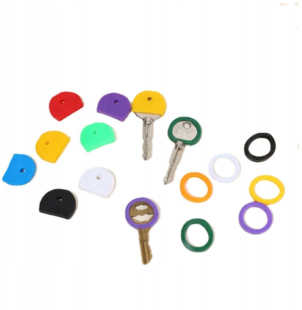Nakładki KLUCZE Okrągłe KÓŁKA KOMPLET Identyfikatory ETYKIETY Silikon 32szt