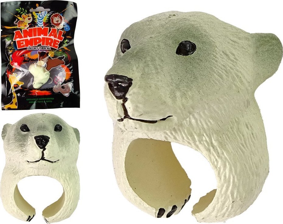 Figurka LeanToys Pierścień na Rękę Edukacyjne Zwierzęta Niedźwiedź Biały