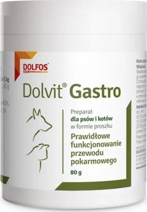 Dolfos Dolvit Gastro Preparat dla psa i kota na funkcjonowanie przewodu pokarmowego proszek 80 g