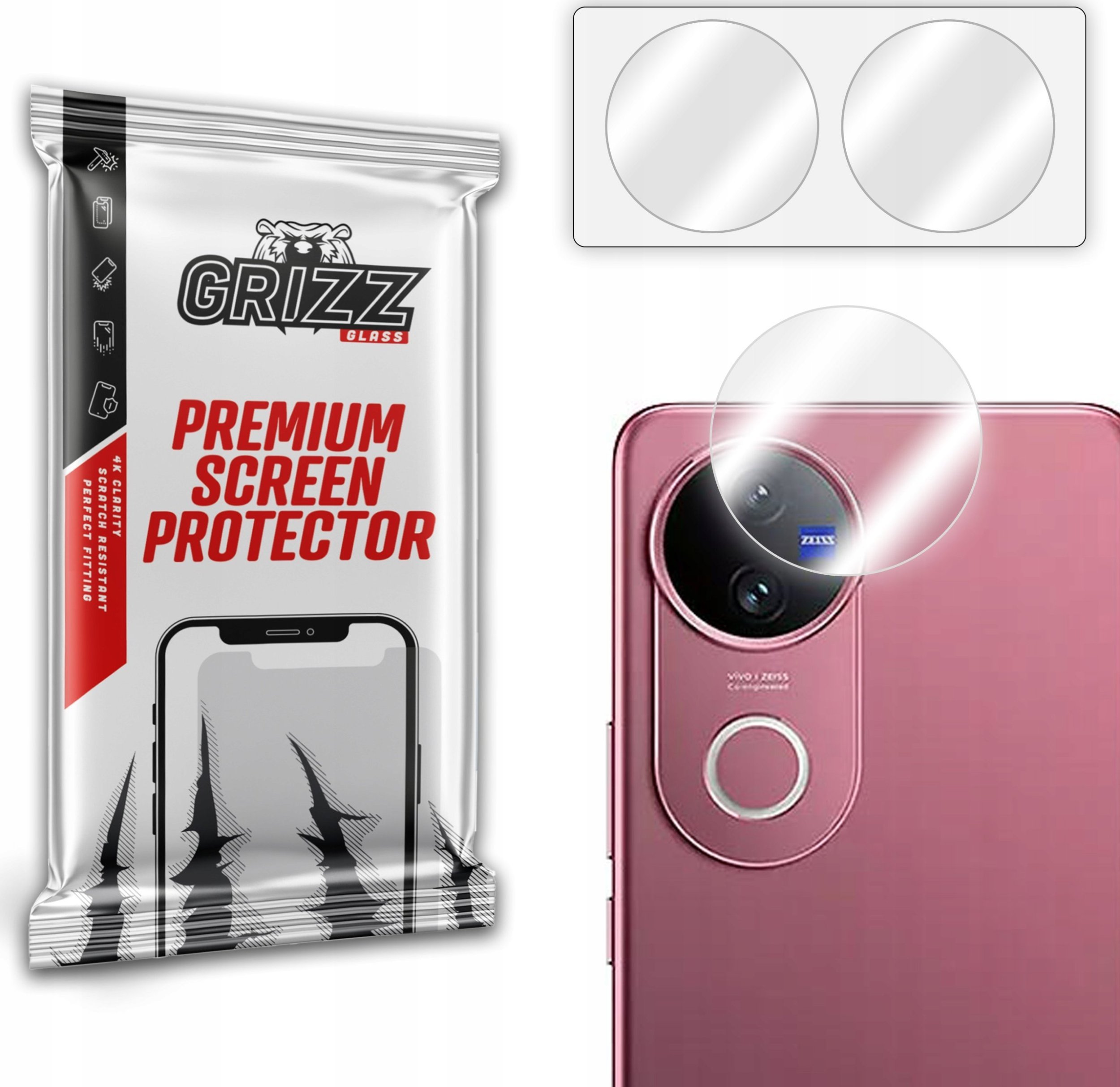 Szkło na aparat GrizzGlass HybridGlass Camera do Vivo V50 [2 PACK]