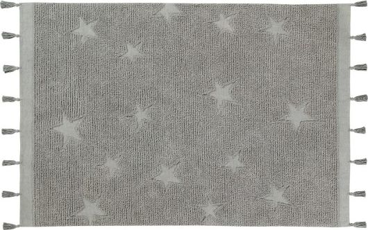 Lorena Canals Dywan dziecięcy HIPPY STARS GREY 120x175 szary z frędzelkami LORENA CANALS