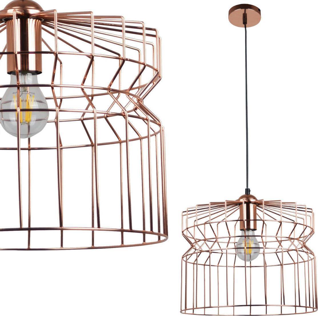 Lampa wisząca Polux LAMPA wisząca LAGOS druciana OPRAWA metalowy ZWIS klatka złota