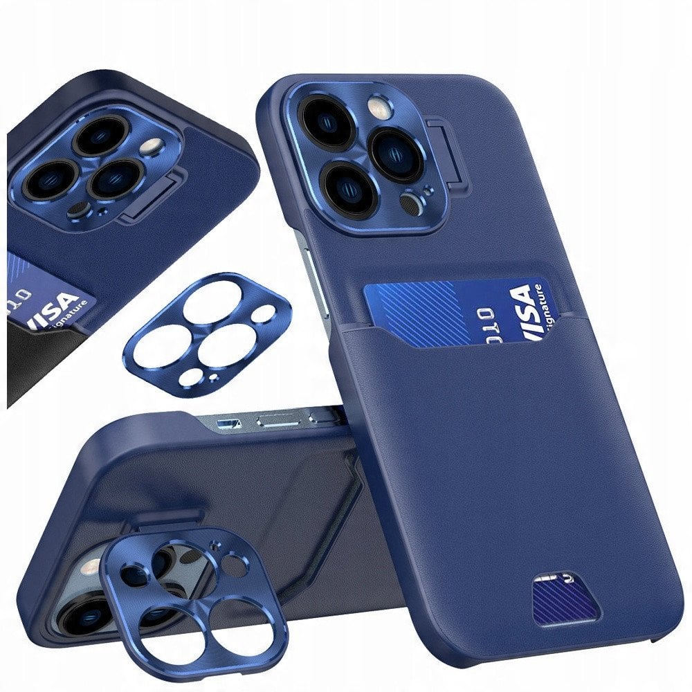 Leather Stand Case etui Samsung Galaxy S23 pokrowiec portfel na kartę z podstawką niebieskie