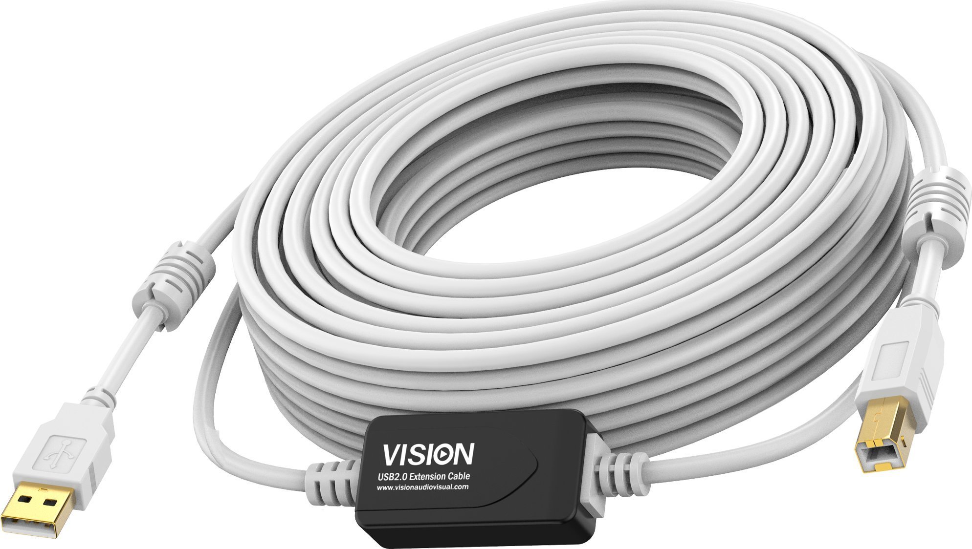 Kabel USB Vision USB-A - USB-B 10 m Biały (TC 10MUSB+/2)