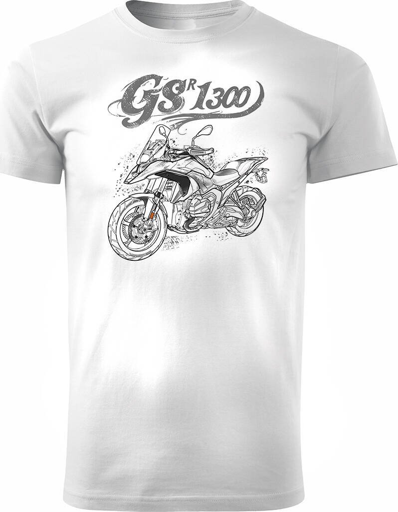 Topslang Koszulka motocyklowa z motocyklem na motor BMW GS R 1300 ADVENTURE męska biała REGULAR L