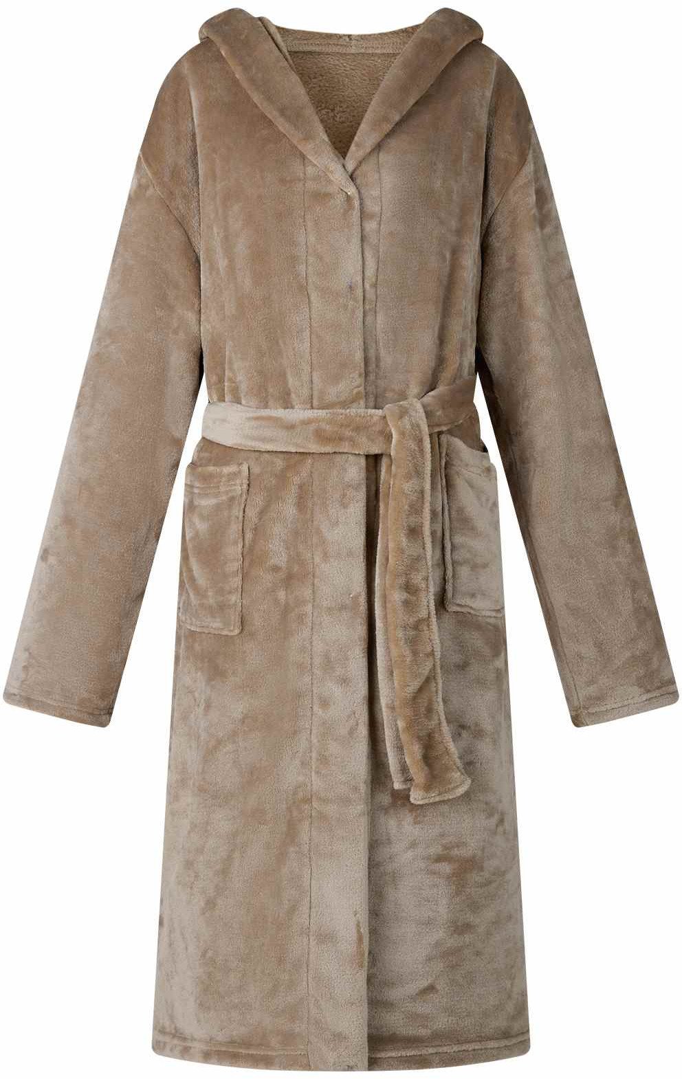 vidaXL Szlafrok z kapturem Camel flanelowy