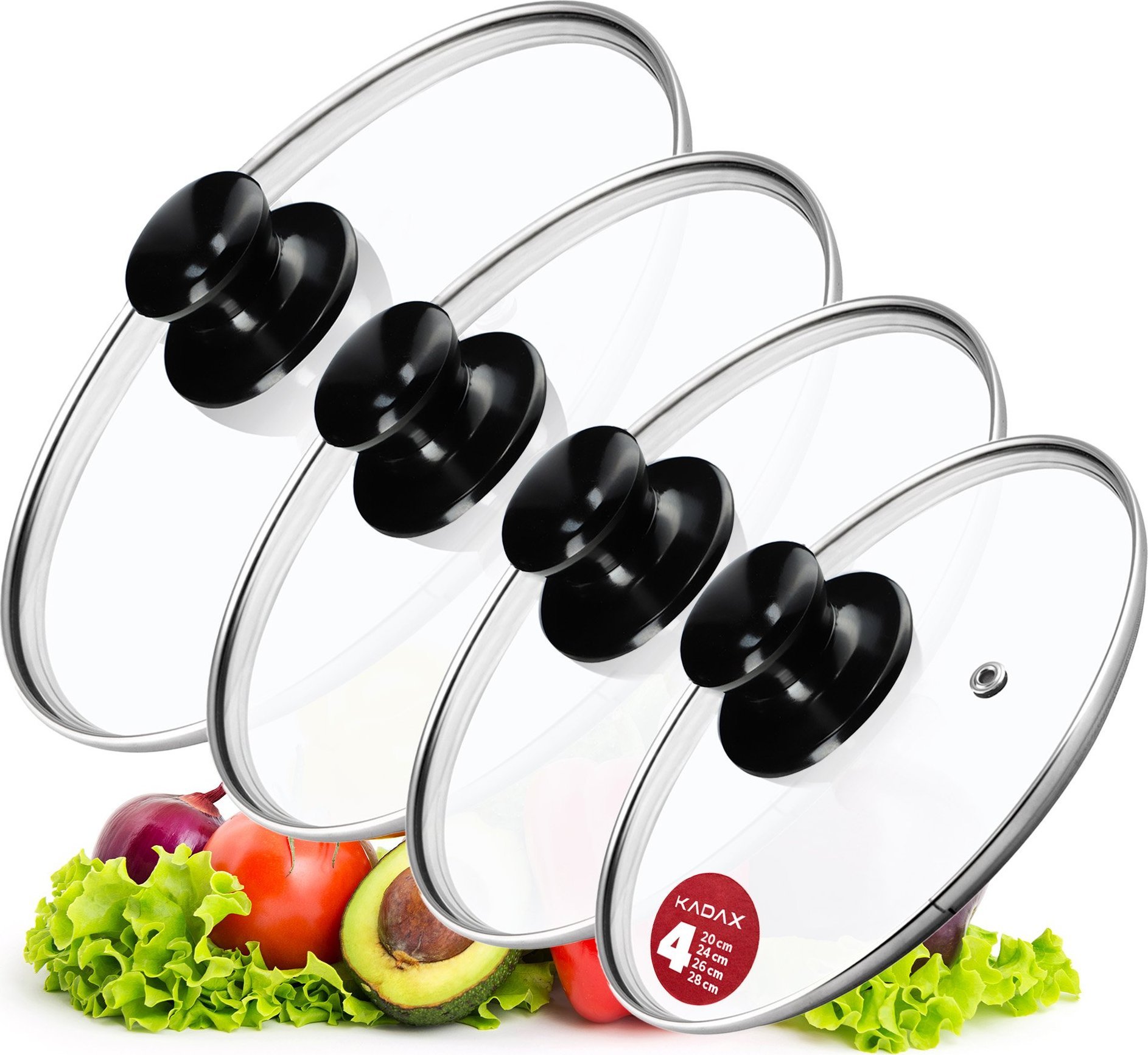 Kadax KADAX Pokrywka Szklana Zestaw Pokryw 20/24/26/28cm