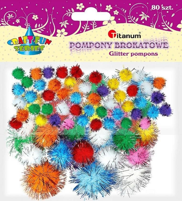 Titanium Pompony brokatowe mix 80szt.