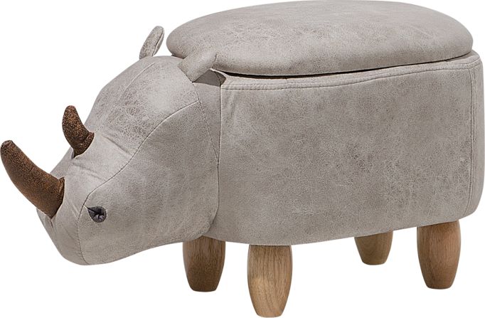 Beliani Pufa zwierzak ze schowkiem ekoskóra jasnoszara RHINO