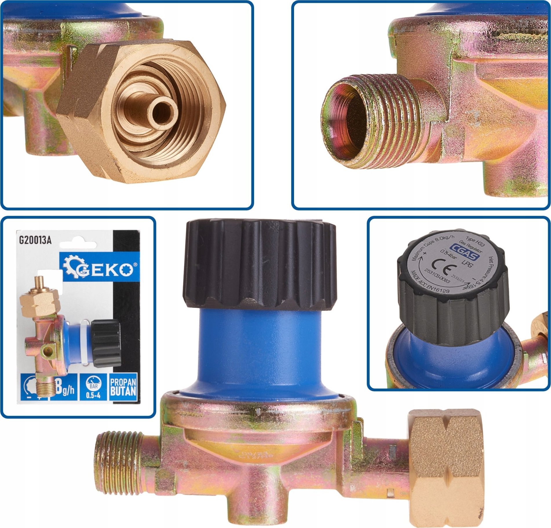 Geko Reduktor gazu z regulacją ciśnienia 0,5-4 bar propan/butan (40)