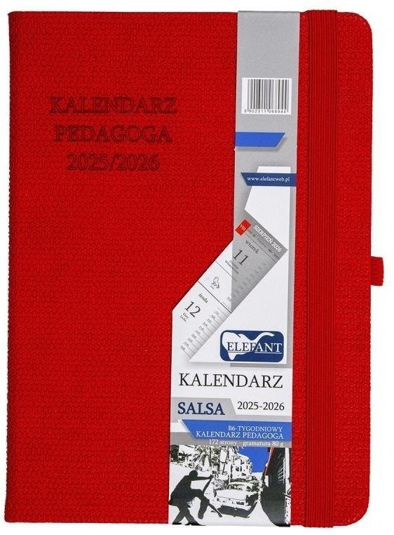 Kalendarz pedagoga 2025/26 B6 tyg. Salsa czerwony