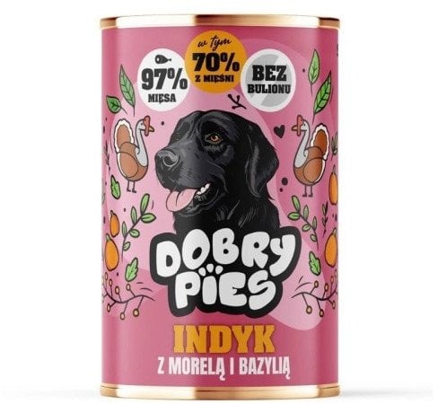 DOBRY PIES Indyk z morelą i bazylią mokra karma dla psa 400g