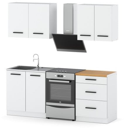 Meble Kuchenne Białe Nowoczesne Modułowe Kuchnia Z Blatami Mini Mokka 2.0m