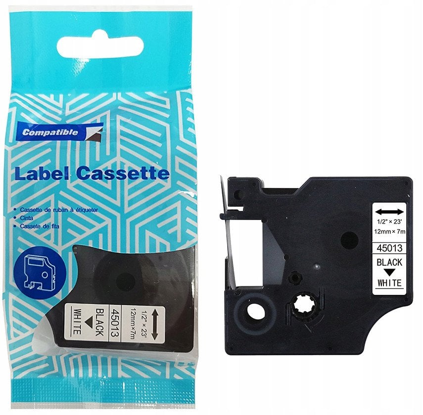 Taśma DYMO D1 45013 12mm x 7m S0720530 czarny na białym zamiennik