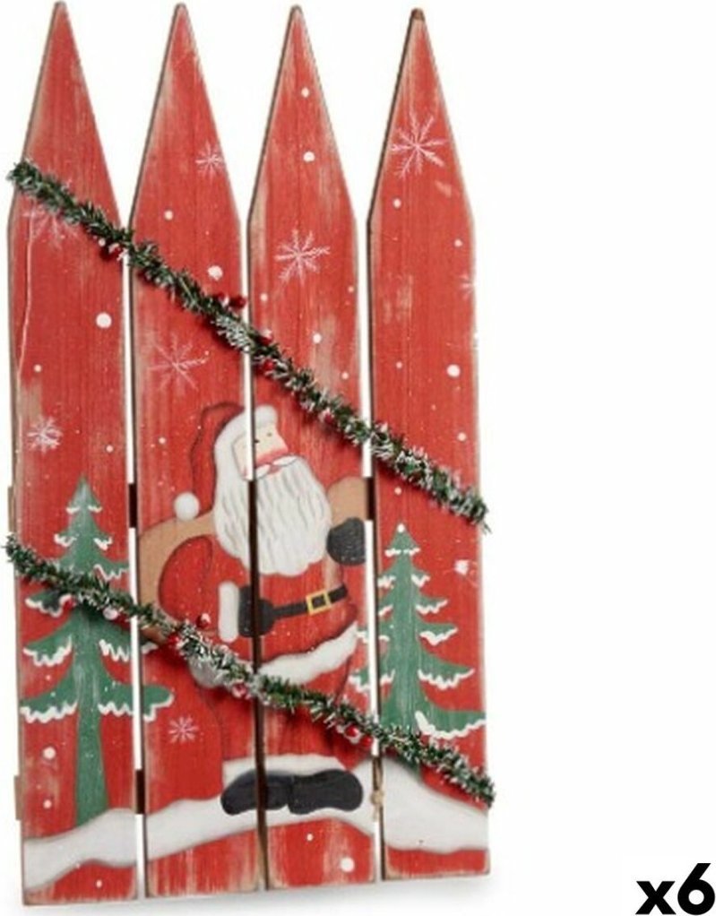 Dekoracja świąteczna Krist+ Zawieszka ozdobna Znak Święty Mikołaj Światło LED Czerwony Plastikowy Drewno MDF 34,7 x 4 x 60 cm (6 Sztuk)