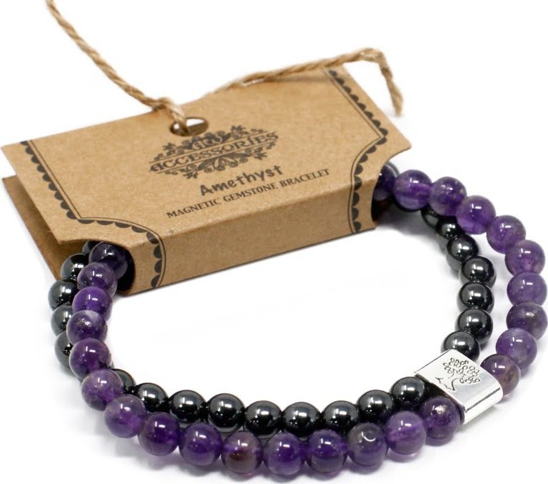 Lovrin Bransoletka magnetyczna z kamieniami - Ametyst