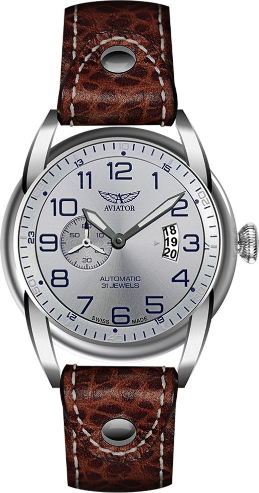 Zegarek Aviator Zegarek męski Aviator V.3.18.0.101.4 brązowy