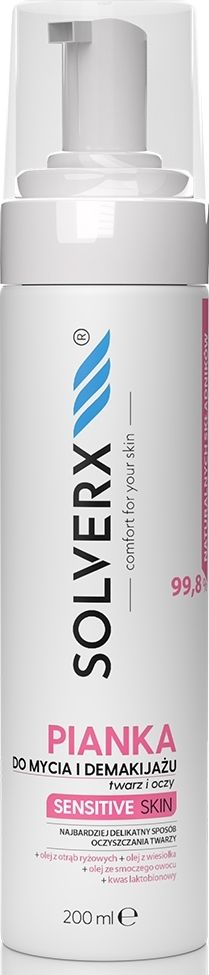 Solverx Pianka do mycia twarzy i demakijazu Sensitive Skin 200ml