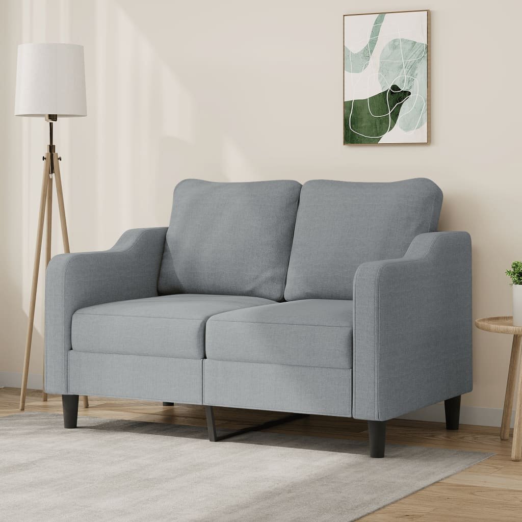 vidaXL Sofa 2-osobowa, jasnoszara, 120 cm, tapicerowana tkaniną